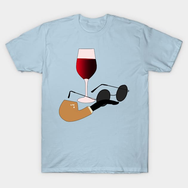 Wine, Pipe and Glasses T-Shirt by momomoma